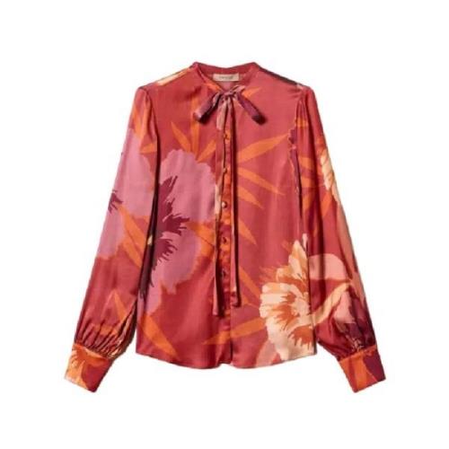 Twinset Blommig satin skjorta Multicolor, Dam