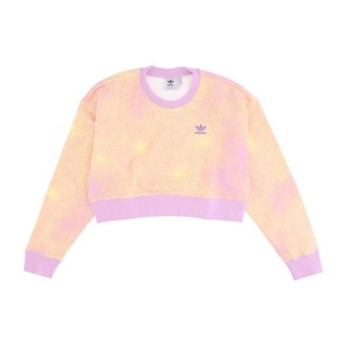 Adidas Bliss Lilac Cropped Lättvikts Crew Neck Sweatshirt Yellow, Dam