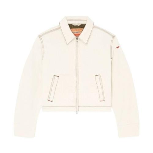 Diesel Denimjacka med broderat logotyp White, Dam