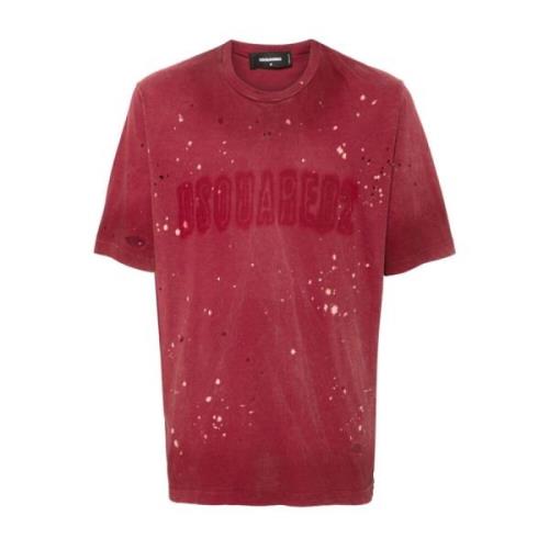 Dsquared2 Logo Print Crew Neck T-shirt Red, Herr