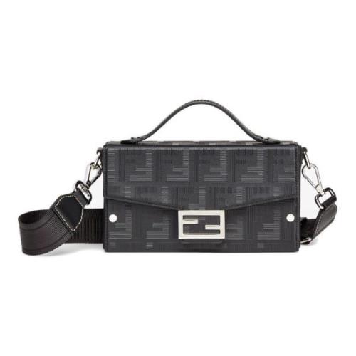 Fendi Soft Trunk Väska Svart Läder FF Black, Herr