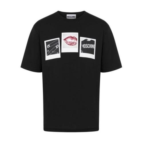 Moschino Grafiskt Tryck Crew Neck T-shirts Black, Herr