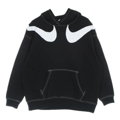 Nike Svart Fleece Hoodie med Swoosh Logo Black, Dam