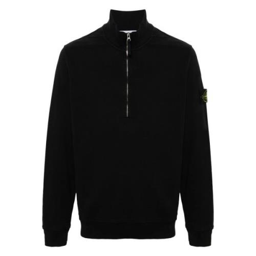 Stone Island Svart Tröja med Ståkrage Black, Herr