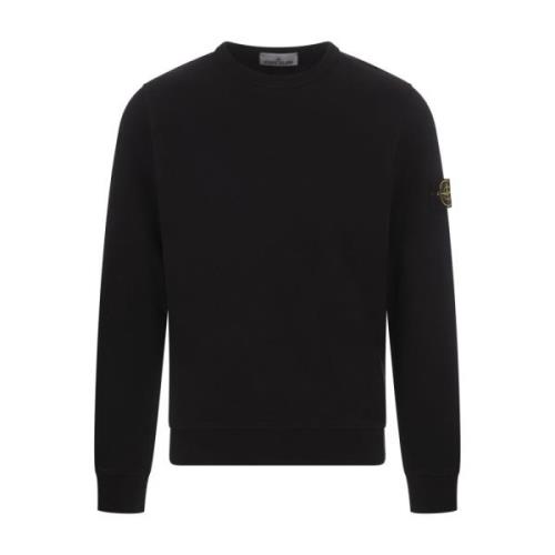 Stone Island Svart Crew-neck Sweatshirt med Badge Black, Herr