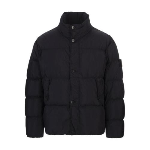 Stone Island Blå Lättviktig Nylon Blouson Jacka Blue, Herr