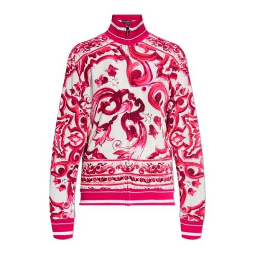 Dolce & Gabbana Sweatshirt med Majolica-mönster Pink, Dam