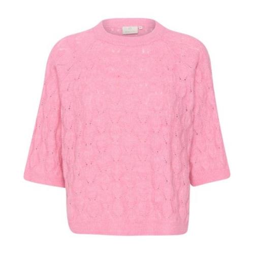 Kaffe Rosebloom Melange Stickad Tröja Pullover Pink, Dam