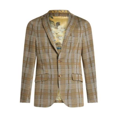 Etro Tartan Check Hooded Jacket Gray, Herr