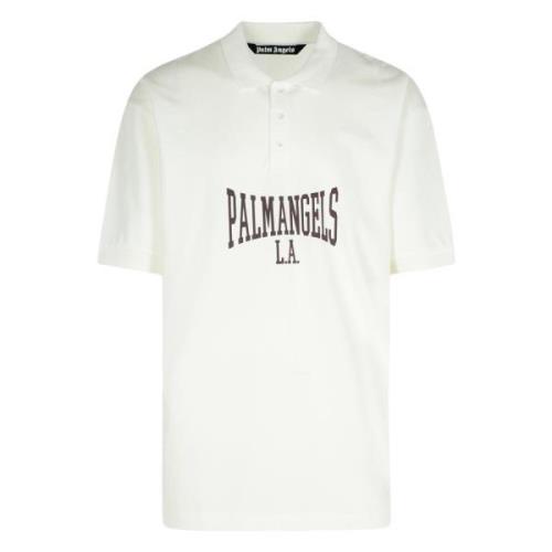 Palm Angels College Logo Vit T-shirts och Polos White, Herr