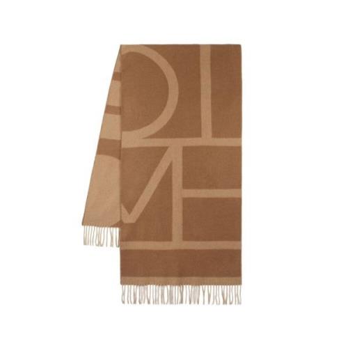 TotêMe Brun Ull Monogram Jacquard Halsduk Beige, Dam