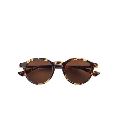 Bottega Veneta Oval Acetate Solglasögon i Brun Sköldpadda Brown, Unise...