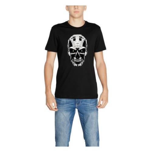 Antony Morato Svart Tryckt T-shirt Män Rund Hals Black, Herr