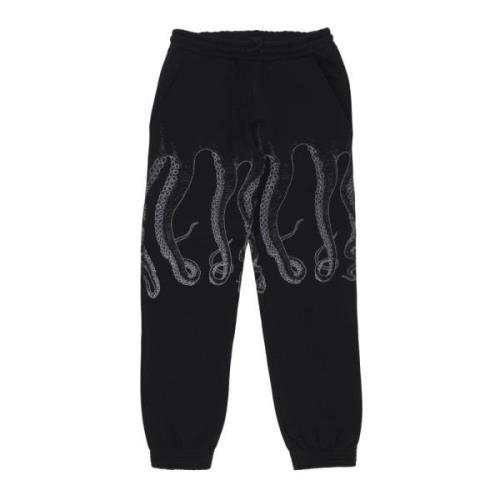 Octopus Svarta Sweatpants med Tentakeltryck Black, Herr