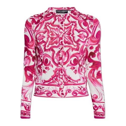 Dolce & Gabbana Cardigan med Majolica-mönster Pink, Dam