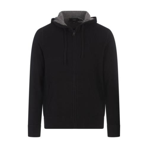 Vince Kashmir Hoodie med Dragkedja Black, Herr