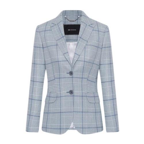 Kiton Rutig Cashmere Blazer Blue, Dam