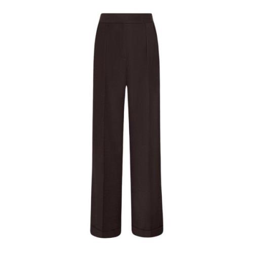 Kiton Flowing Wool Palazzo Trousers Brown, Dam