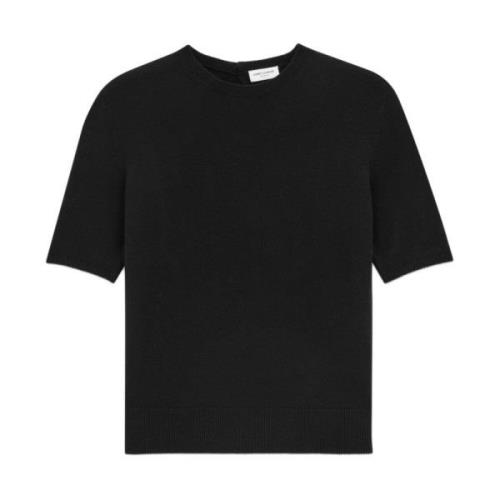 Saint Laurent Svart Ull Crewneck Tröja Black, Dam