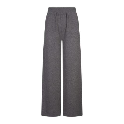 Msgm Grå Wide-Leg Stickade Byxor Gray, Dam