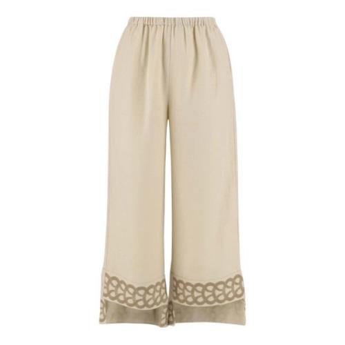 By Malene Birger Linbyxor med broderi Beige, Dam