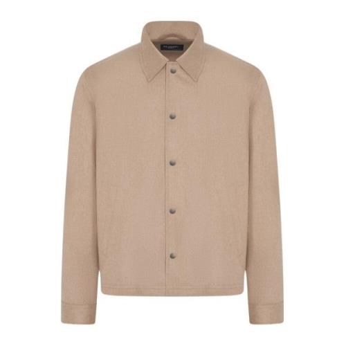 Kiton Cashmere Blend Shirt Jacket Beige, Herr