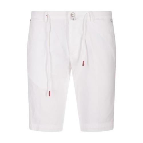 Kiton Vita Silk Bomull Bermuda Shorts White, Herr