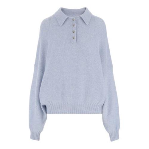 Khaite Cashmere Blend Button-Up Sweatshirt Ljusblå Blue, Dam