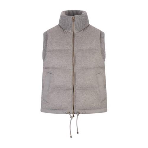 Agnona Kashmir Quiltad Grå Vadderad Gilet Gray, Dam