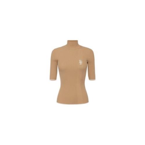 Elisabetta Franchi Stilfull Stickad Topp Brown, Dam