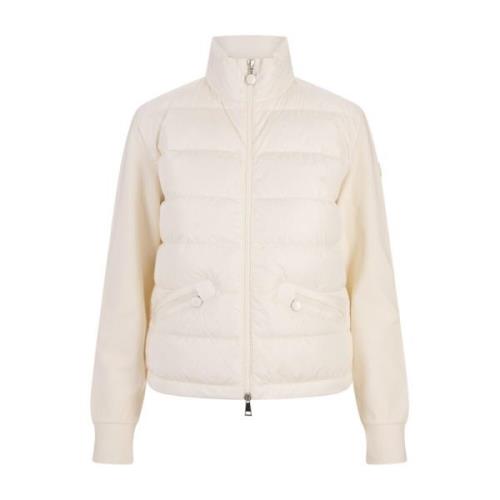 Moncler Vit Zip-Up Sweater White, Dam