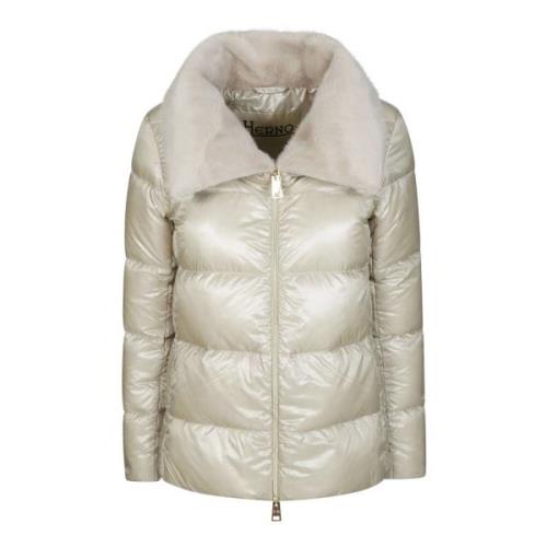 Herno Ultralight Ecofur Krage Pufferjacka Beige, Dam