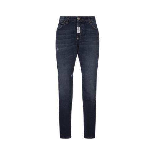 Philipp Plein Blå Super Straight Jeans Låg Midja Blue, Herr