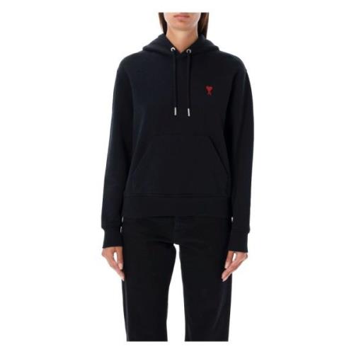 Ami Paris Svart Stickat Hoodie Aw24 Black, Dam