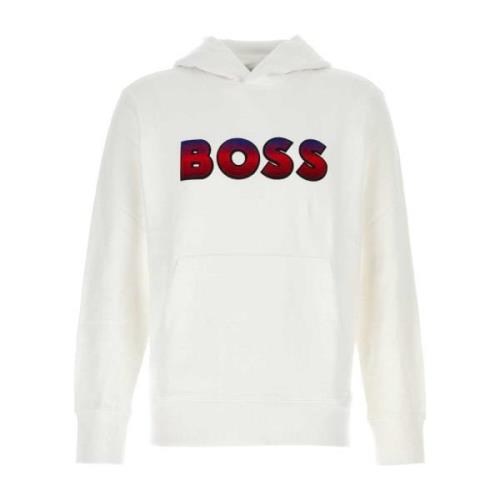 Boss Vit bomulls sweatshirt White, Herr