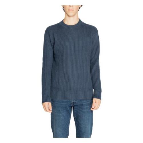 Calvin Klein Blå Stickad Rund Hals Tröja Herr Blue, Herr