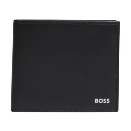 Hugo Boss Svart Läder Plånbok - Enkel Stil Black, Herr