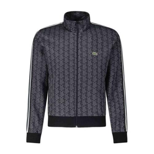 Lacoste Jacquard Monogram Sweat Jacket Gray, Herr