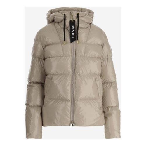 Pinko Blank nylon dunjacka med huva Beige, Dam