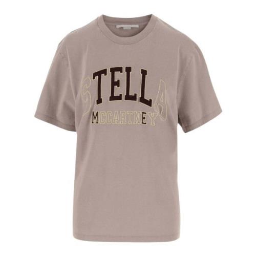 Stella McCartney Bomull Logo Crew Neck T-shirt Beige, Dam