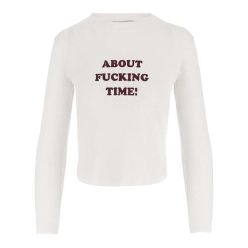 Stella McCartney Slogan Print Crew Neck Long Sleeve T-shirt White, Dam