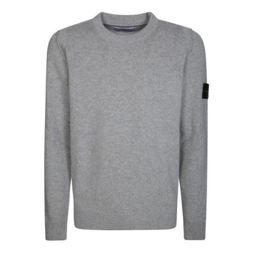 Stone Island Lambswool Crew Neck Sweater Gray, Herr