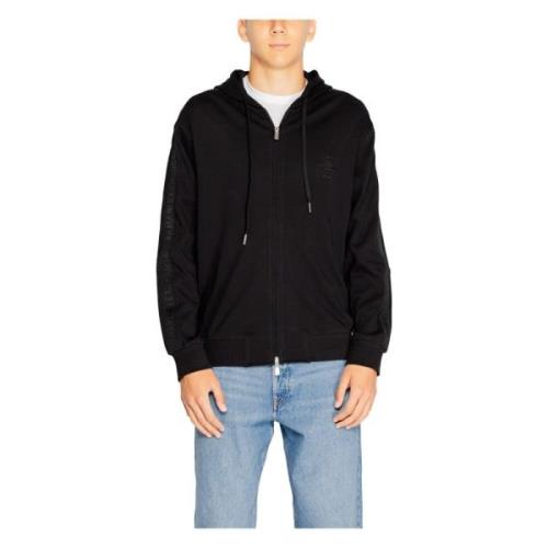 Armani Exchange Svart Hoodie med Dragkedja Black, Herr