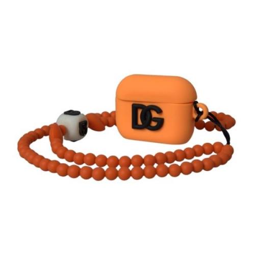 Dolce & Gabbana Logo Beaded Strap Airpods Fodral Orange, Dam