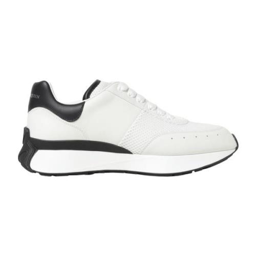 Alexander McQueen Svart Vit Läder Sneakers White, Herr