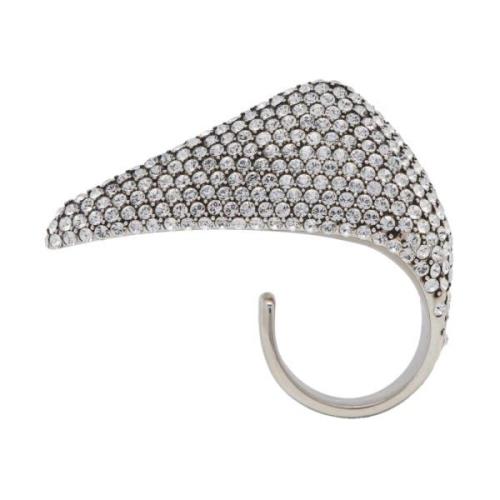 Alexander McQueen Silver Klorring med Kristaller Gray, Dam