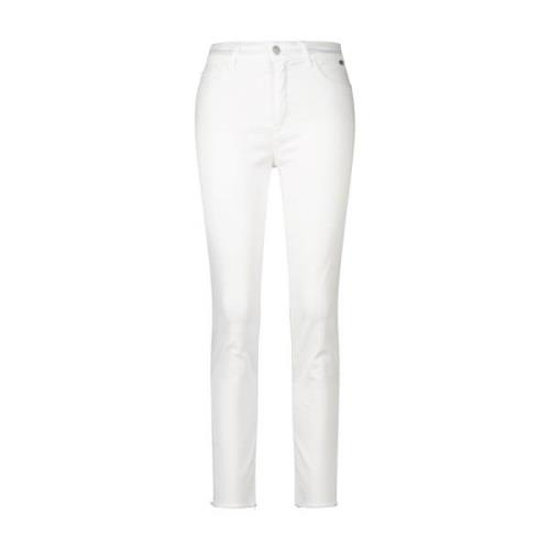 Marc Cain Sommar Slim-Fit Byxor med Fransad Kant White, Dam