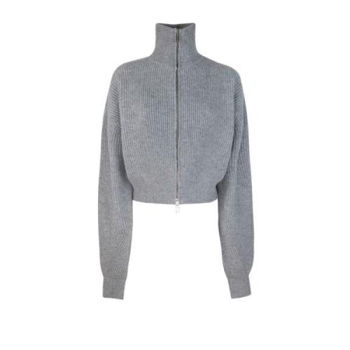 Sportmax Mjuk Ull Kashmir Kofta Dragkedja Gray, Dam