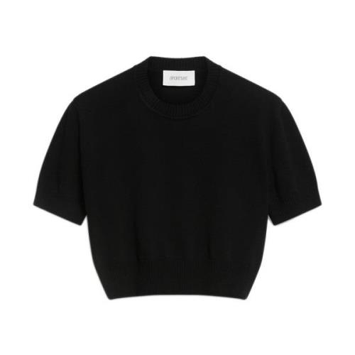 Sportmax Svart T-shirt med Drop Detaljer Black, Dam