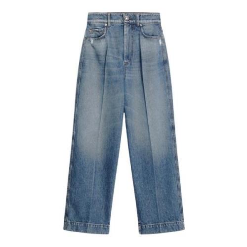 Sportmax Blå High-Waisted Cropped Jeans Blue, Dam